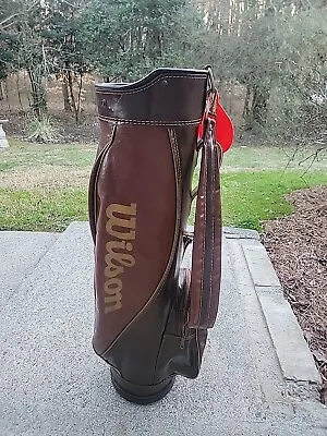 Vintage Wilson Staff Faux Brown Leather Golf Cart Bag 15 Way Divider Made In USA • $139.97