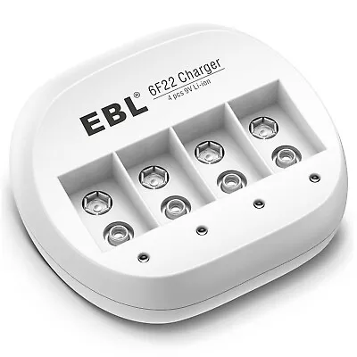 EBL 4-Slot 9Volt Battery Charger For 9V Li-ion Rechargeable 9V 6F22 Batteries US • $9.59