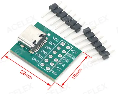 $3 • Buy Female USB 3.1 Type-C Connector Solder Breakout Board Header PCB DIY