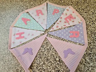 £1 • Buy Personalised Bunting-pastel & Floral Mix- Any Name- £1 Per Flag, Free P&p