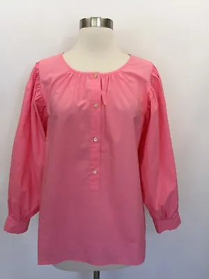 J Crew Puffed Sleeve Cotton Pink Top Blouse Size 6 Rare Sample Item • $38