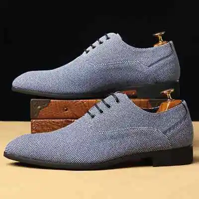 New Men Dress Shoes Lace-up Round Toe Flats Business Wedding Shoes Size 38-48 • $83.34
