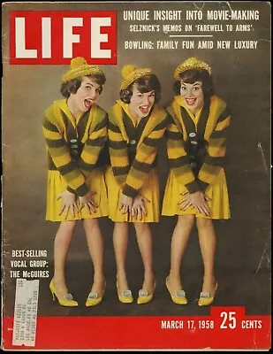 MARCH 17 1958 LIFE MAGAZINE THE McGUIRES VOCAL GROUP BOWLING PICTORIAL • $8.50