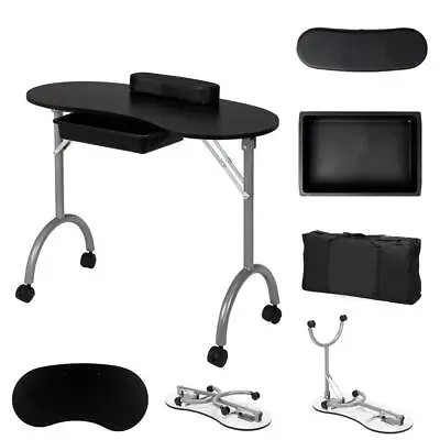 £58.99 • Buy Portable Manicure Nail Table Mobile Beauty Salon Desk With Bag Cushion Drawer