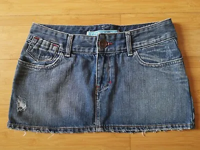 Zara TRF Blue Denim Distressed Jeans Short Mini Skirt UK 10 • £11.99