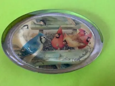 NEW! Marjolein Bastin Hallmark Glass Paperweight Birds Feeding Natural Cardinals • $12