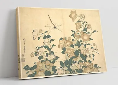 £14.99 • Buy Hokusai, Dragonfly & Bellflower -canvas Wall Art Canvas Artwork Print- Japanese