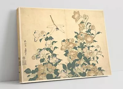£14.99 • Buy Hokusai, Dragonfly & Bellflower -canvas Wall Art Canvas Artwork Print- Japanese