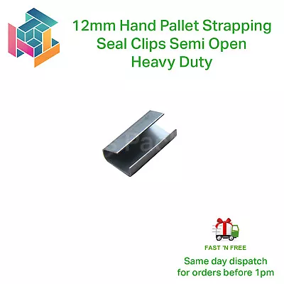 12mm Metal Hand Pallet Strapping Banding Seal Clips Semi Open -Heavy Duty • £16