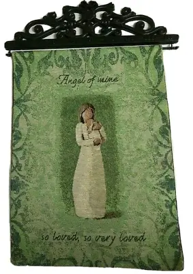 Vintage Tapestry Wall Hanging Angel Willow Tree Angel Of Mine US Bannerette • $31.05