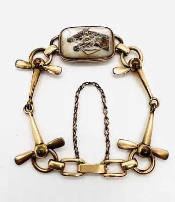 Simmons Gold Filled Reverse Essex Crystal Horse Head Bracelet Vintage Jewelry • $134.50