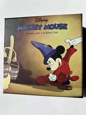 2017 Mickey Mouse Fantasia(1940) 1 Oz 999 Silver Coin Niue Display Box With COA • $14.50