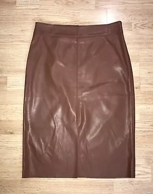 🔴 SALE🔴 DOROTHY PERKINS Brown Faux Stretch Leather Front Split Skirt UK 12 • £3.50