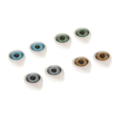 £5.03 • Buy Set Of 8 Oval Flat Back Glass Eyes 9mm Iris For Porcelain Or Reborn Dolls DIY