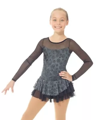 NEW MONDOR  Silver Glitter Mesh Figure Skating Dress #669 Adult Medium • $106.99