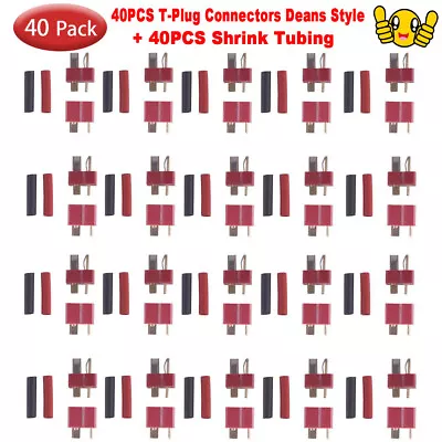 40X Anti-skidding Deans Plug T Style Connector Female / Male For RC Lipo Battery • $9.49