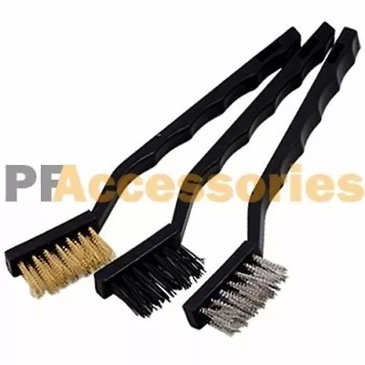 3 Pcs Mini Stainless Steel Brass Nylon Wire Brush Set Cleaning Detailing Polish • $7.39