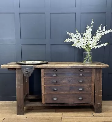 Antique Pine Kitchen Island / Farmhouse Island / Kitchen Unit / Pine Work Bench • £895