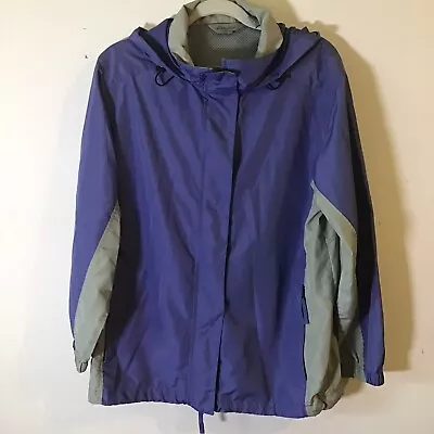 Eddie Bauer Women’s Large Purple Windbreaker Coat Rain Breathable Hiking Hooded • $16.97