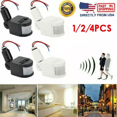 180° PIR Motion Sensor LED Infrared Detector Light Switch Wall Outdoor 1-4PCS • $6.64