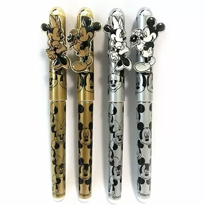 4 PC SET: Disney Mickey And Minnie Mouse Ball Point Pens Silver And Gold • $14.98