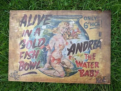 Vintage Style Fish Girl Circus. Fairground.  Shop . Side Stall Sign • $31.13