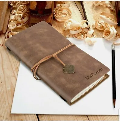 MVPOWER Brown Leather Journal Writing Notebook Plain Paper Notepad Handmade  • £5.49