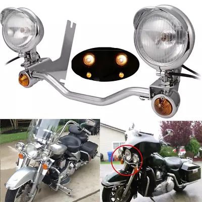 Passing Turn Signal Lamp Driving Fog Spot Light Bar Kit For Harley Motorcycle • $92.14