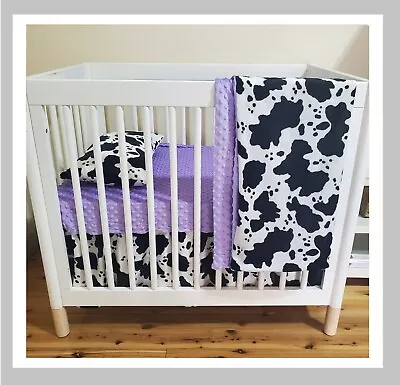 Cow Print Cowboy Style Baby Bedding Western Crib Bedding Set  • $82