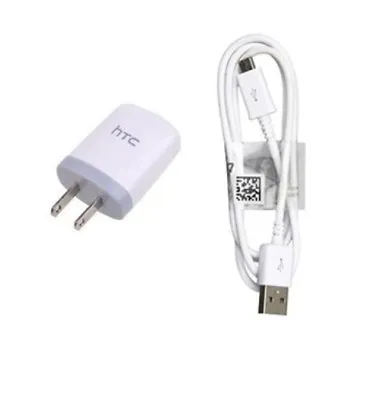 NEW Original OEM WHITE HTC One USB Cable+Home/Wall Travel Charger Workalso M7 M8 • $6.45