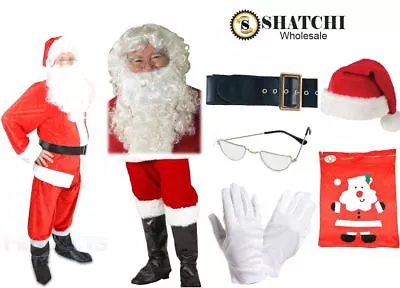 £26.89 • Buy Deluxe Santa Claus Costume Father Christmas Suit Mens Adult Fancy Dress Outfit