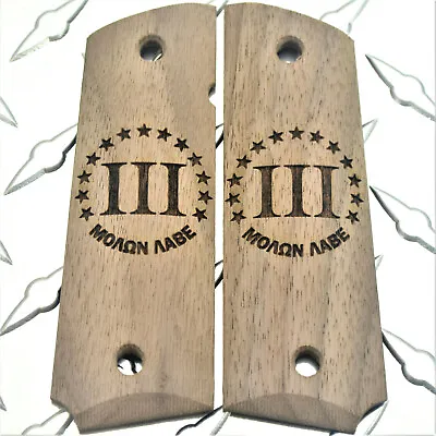 Spartan Molon Labe Shield Walnut 1911 Grips Full Size / Commander • $39.95