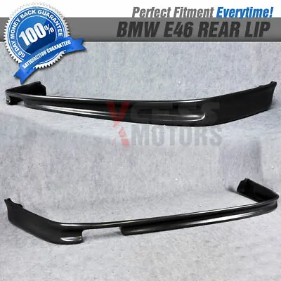 Fit 99-01 BMW E46 Sedan Type-H Unpainted Black Rear Bumper Lip Spoiler PU • $99.74