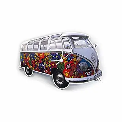 Brisa VW Collection Volkswagen T1 Bus Wall Clock 28x18x25cm - Flower Power • $55.19