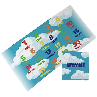 Personalised Children's Towel & Face Cloth Pack - Cloud Numbers • £18.99