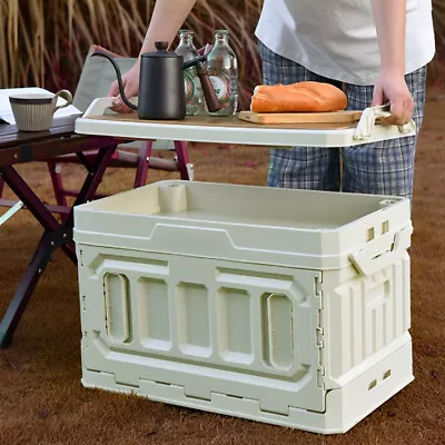 Outdoor Camping Fishing Storage Cupboard Cool Box Crate Car Trunk Organizer /Lid • £10.95