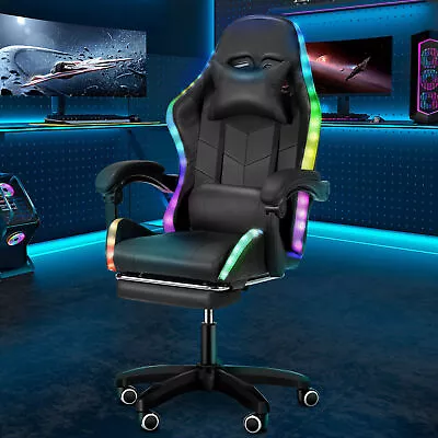 RGB Video Gaming Racing Chair Ergonomic Swivel Computer Office Desk Chair • $116.99