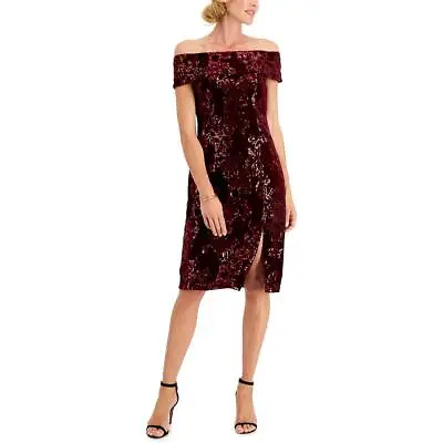 Adrianna Papell Womens Velvet Knee-Length Floral Sheath Dress Evening BHFO 2145 • $19.99