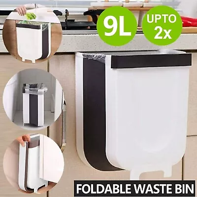 Wall Mounted Foldable Waste Bin Kitchen Cabinet Door Cupboard Hanging Trash Can • $18.49