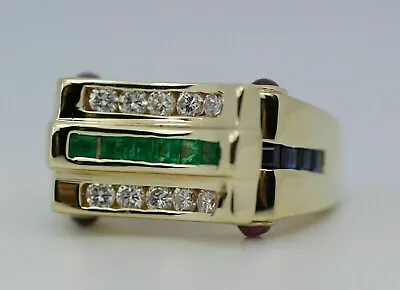 3 CT Princess Simulated Emerald & Sapphire Men's Band Ring 925 Sterling Silver • $139.82