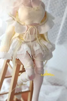 1/4MSD BJD Outfit Clothes Cardigan+Sling Tube Top+Pantskirt+Stockings Yellow • $28.49