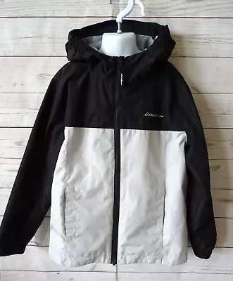 Eddie Bauer Kids Boy's Jacket Rain Coat Windbreaker Full Zip Black Gray  S (7/8) • $13