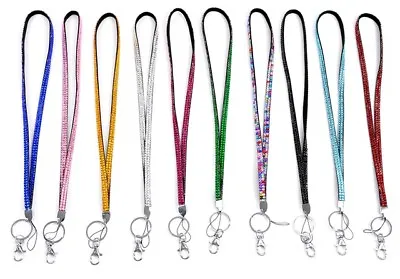 X1 SPARKLE Acrylic Rhinestone Style ID Card Lanyard Neck Strap Swivel Metal Clip • £5.99