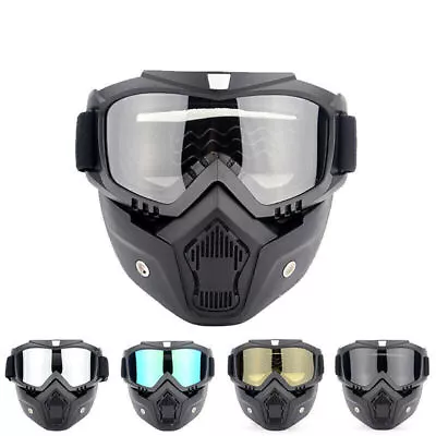 Modular Mask Detachable Goggles &Mouth Filter Motorcycle Helmet Open Face Shield • $9.93