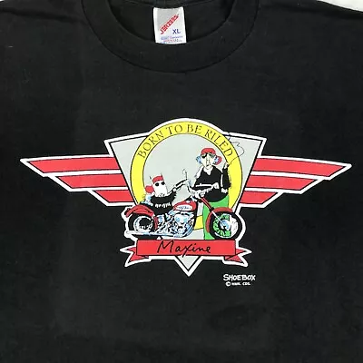 Vintage 90s MAXINE BORN TO BE RILED T-Shirt XL Biker Granny Cartoon Motorcycle • $29.74