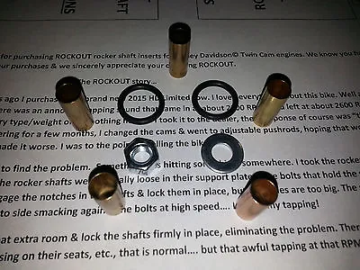 ROCKOUT Harley Rocker Shaft Inserts STOP THAT TOP END TAPPING!!! Twin Cam V-Twin • $15.95