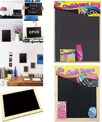 Non-toxic Blackboard Wooden Framed Office Notice Menu Board With 4 Color Chalks • £7.90