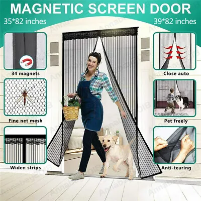 Magnetic Screen Door Heavy Duty Hands-Free Mosquito Mesh Anti Bugs Fly Curtain • £6.53