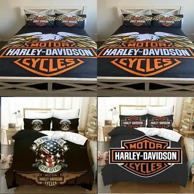 Motor Cycles Harley-Davidson Eagle Quilt Duvet Cover Set Bedding California King • $54.99