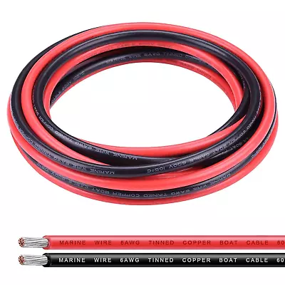 6 Gauge Wire 10Ft Black & 10Ft Red 6 AWG Tinned Copper Electrical Wire • $167.18